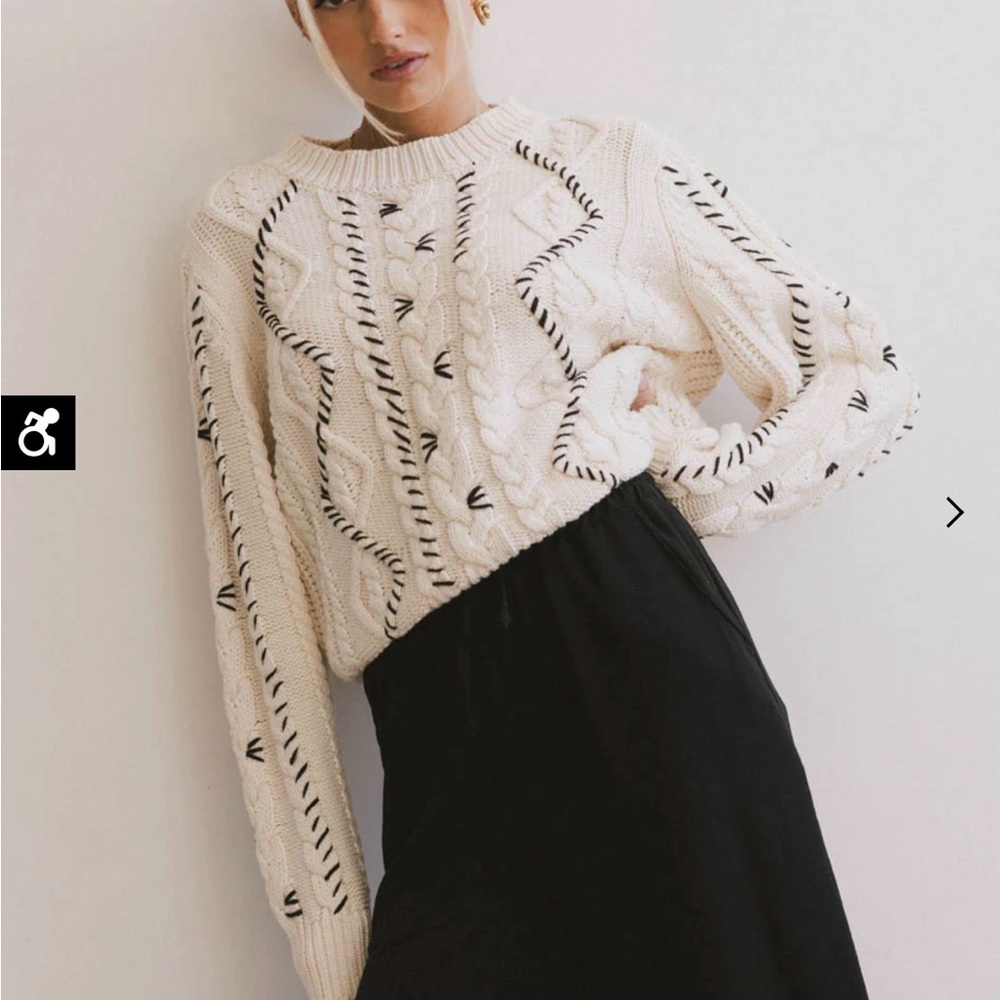 New without tags - Cream and Black Cable Knit Sweater